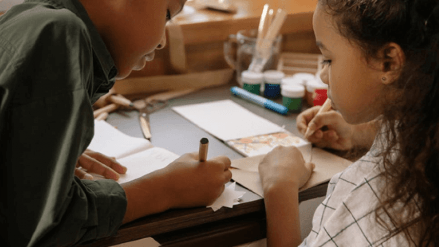 Children writing letters